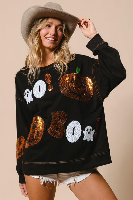 Halloween Theme Sequin Pullover