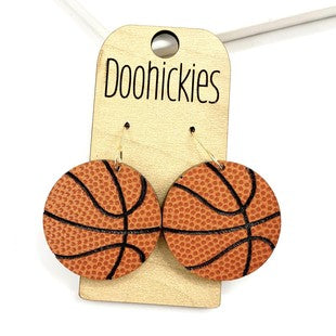 Round Basketball Dangle Acrylic Earrings - Sports Earrings