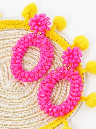 Faceted Glass Beaded Oval Dangle