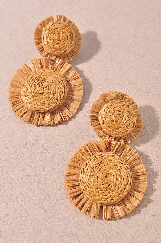 Raffia Round Earrings