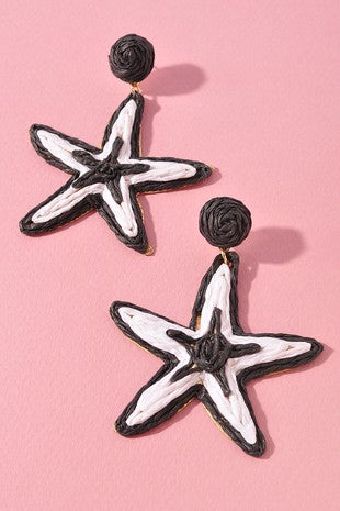 Raffia Starfish Dangle Earrings