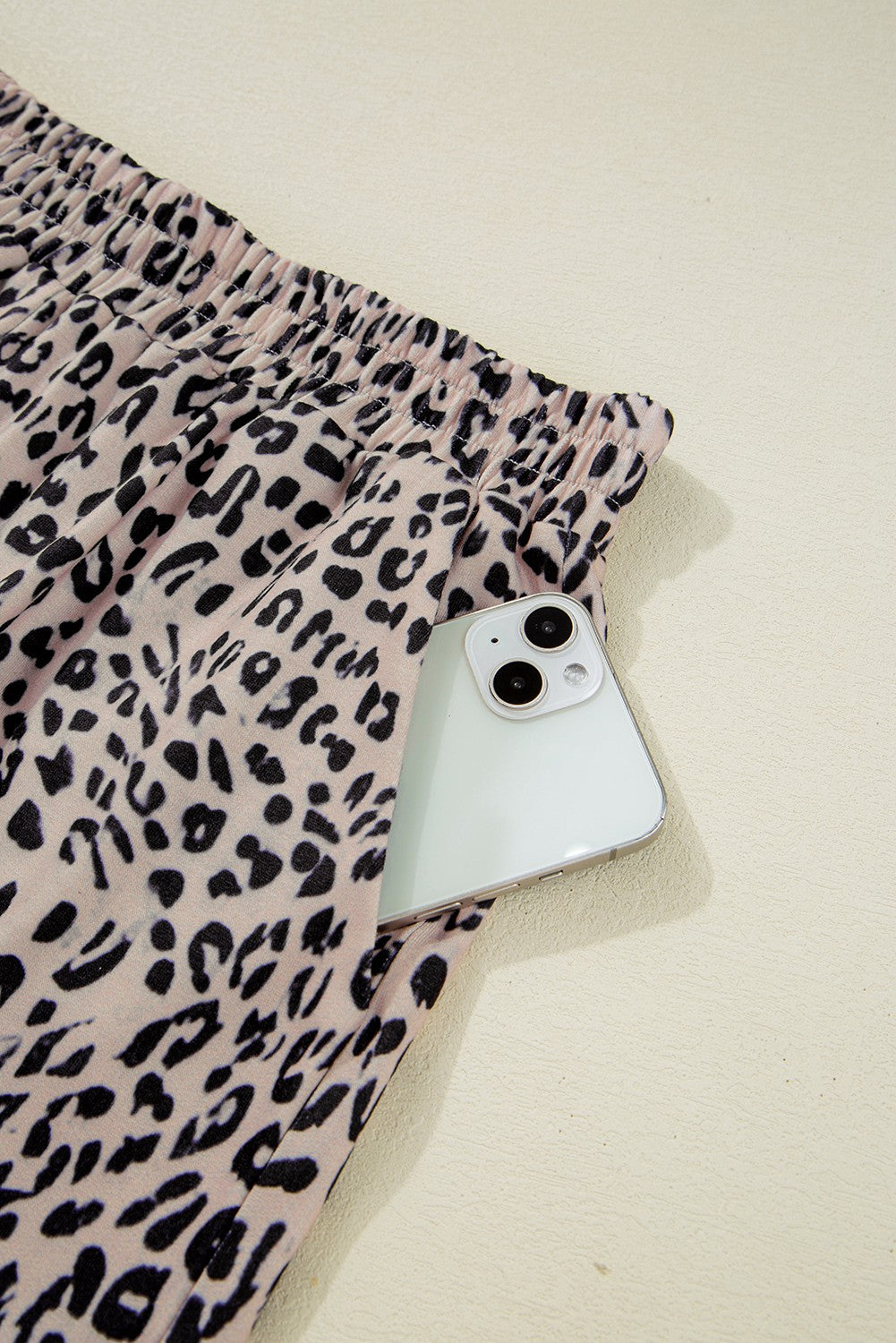 Leopard Zipper Collared Ruffled Top And Short Set