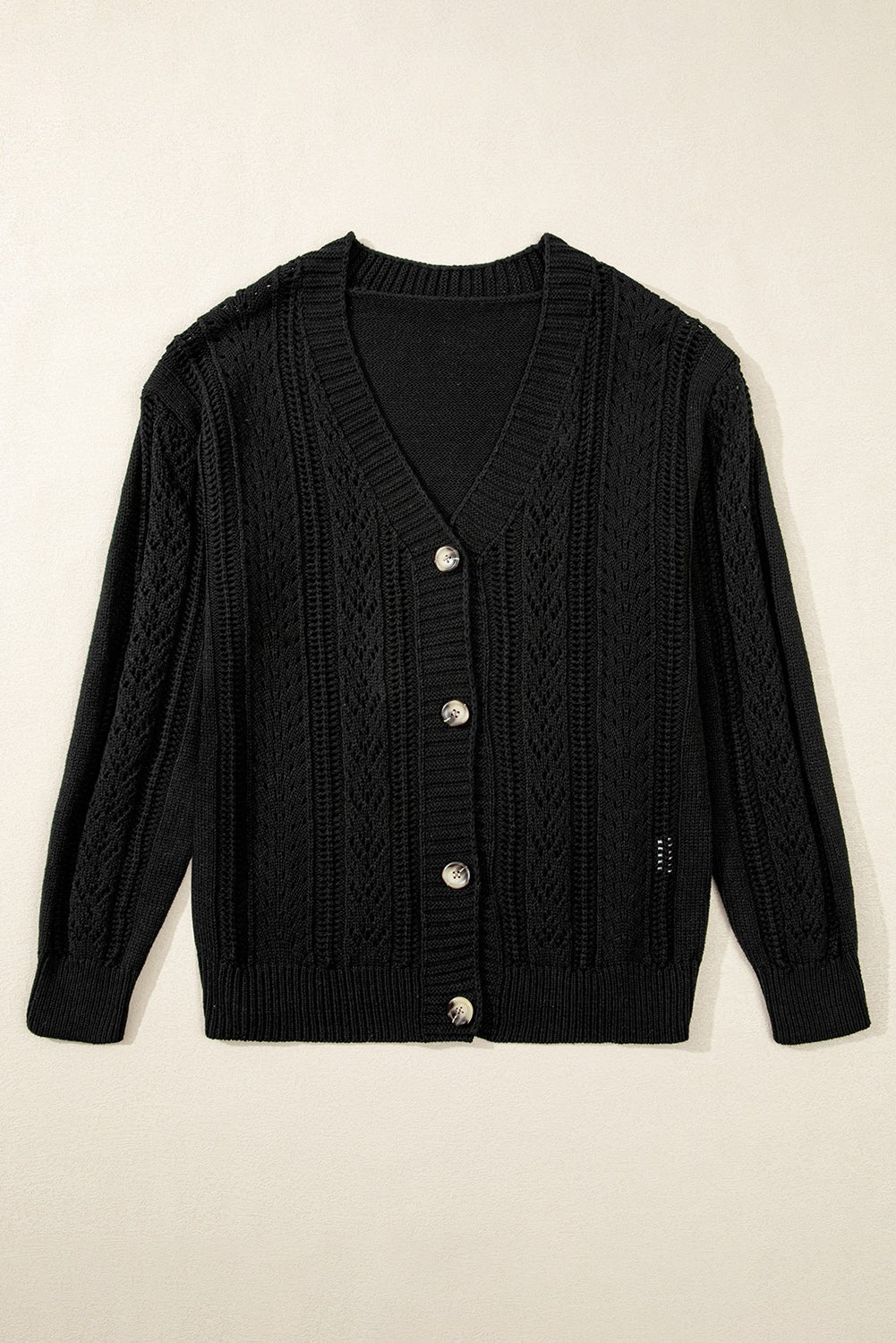 Hollowed Knit Buttoned Sweater Cardigan