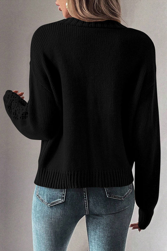 Hollowed Knit Buttoned Sweater Cardigan