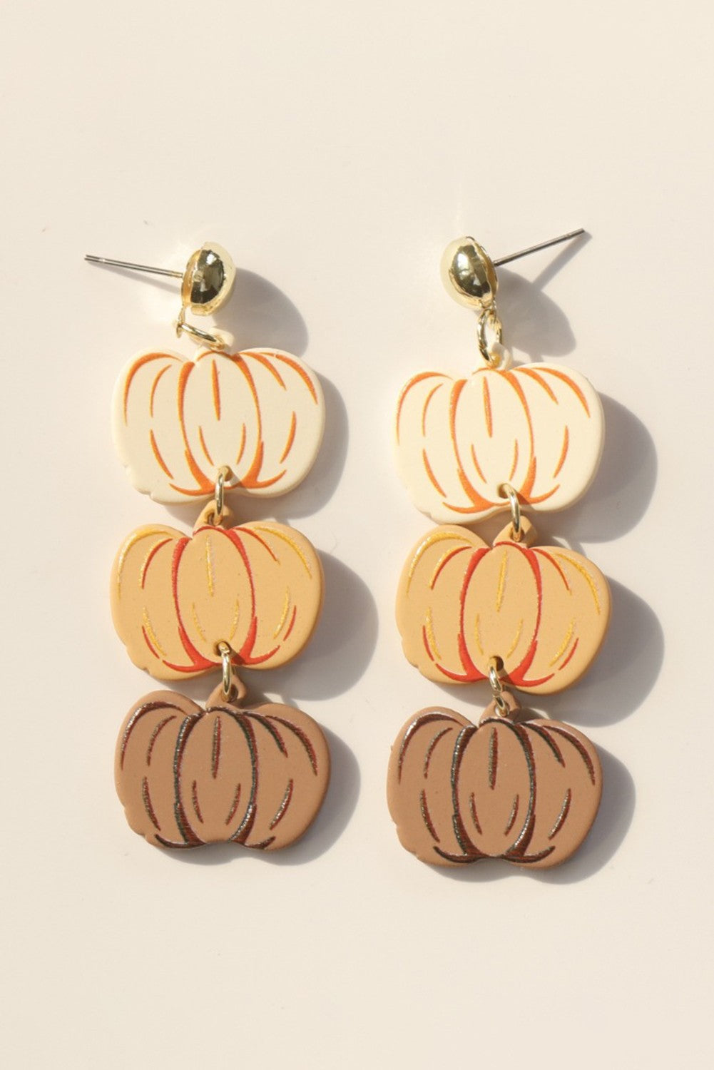 Orange Acrylic Pumpkin Stack Stud Earrings