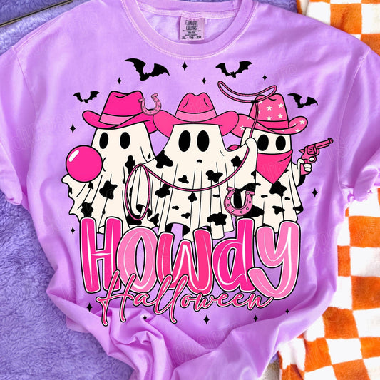 Pink Cowboy Howdy Halloween Ghost Shirt, Western Sweatshirt
