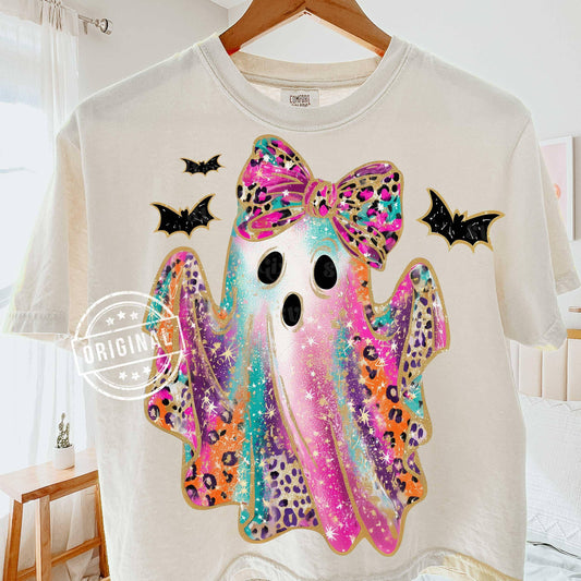 Comfort Colors Glitter Ghost Shirt, Spooky Season Sweater