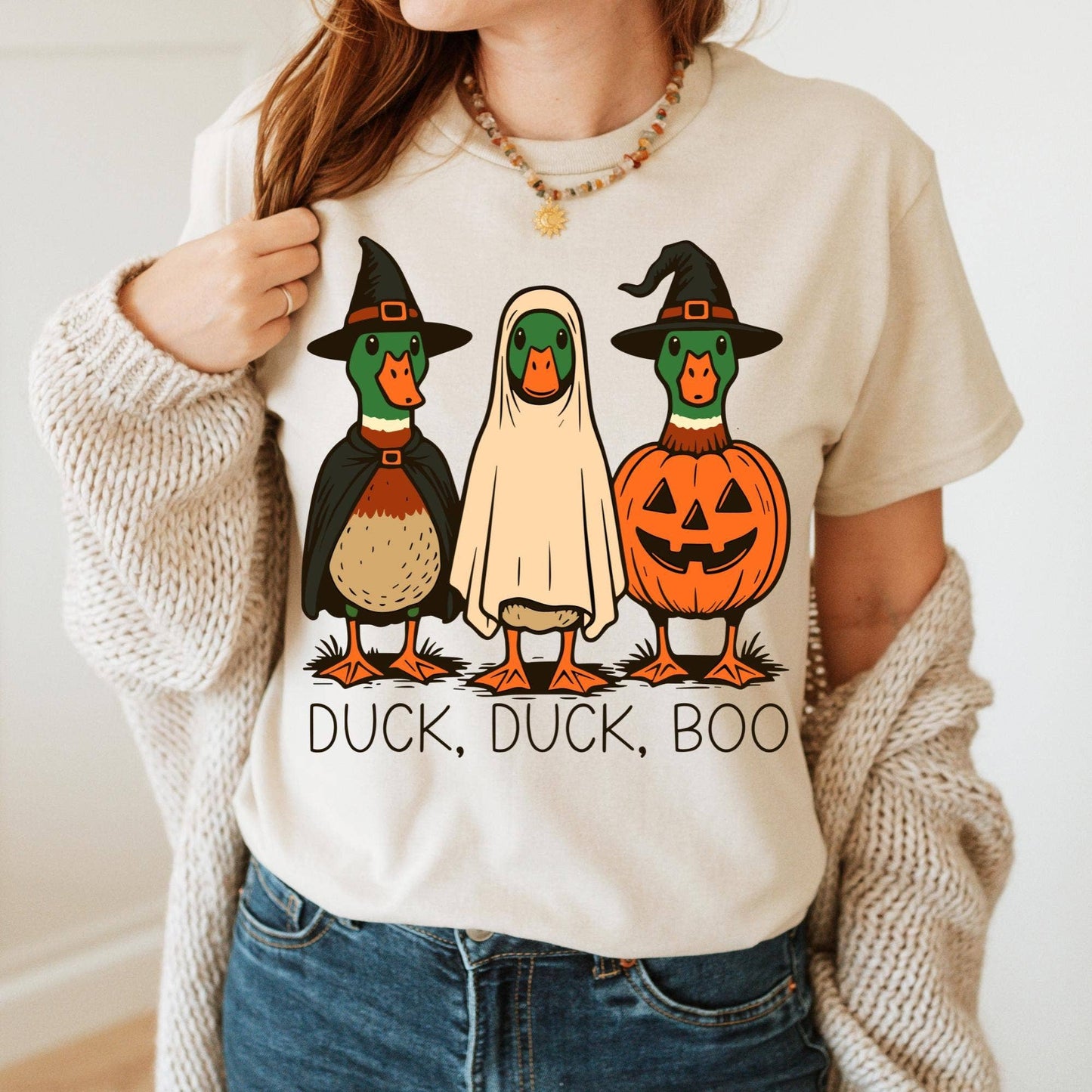 Duck Duck Boo T-Shirt, Silly Duck Ghost Witch Sweatshirt