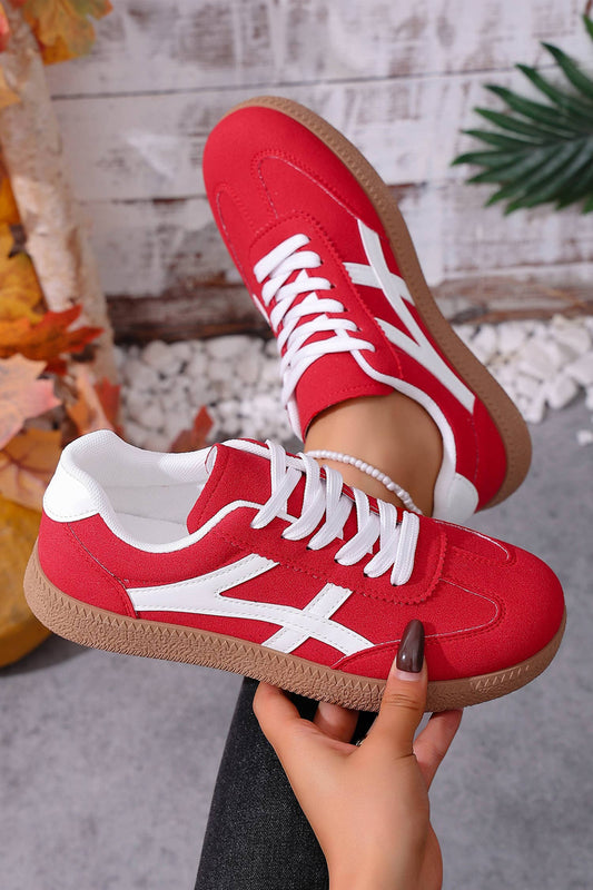 Faux Suede Contrast Patchwork Detail Sneakers | US6-10