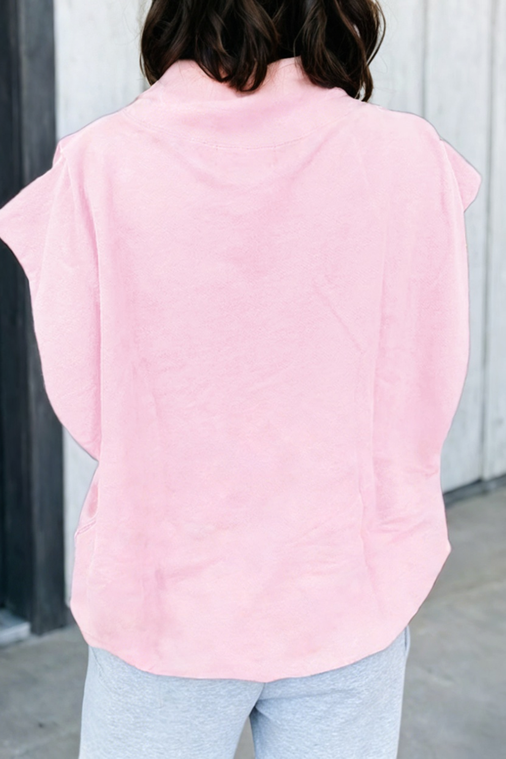 Solid High Neck Cap Sleeve Loose Top