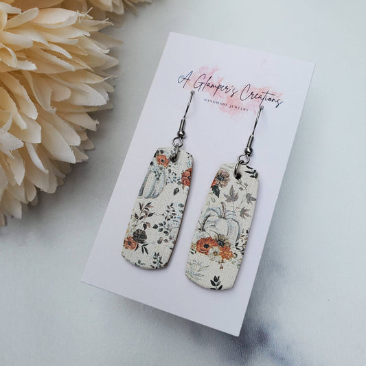 White Pumpkins Mini Bar Leather Earrings