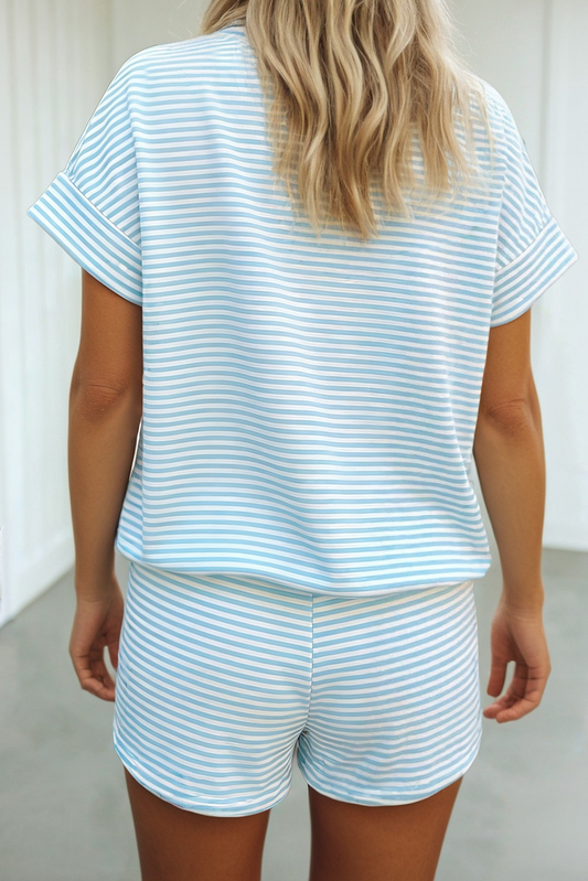 Stripe 2pcs Shorts Set