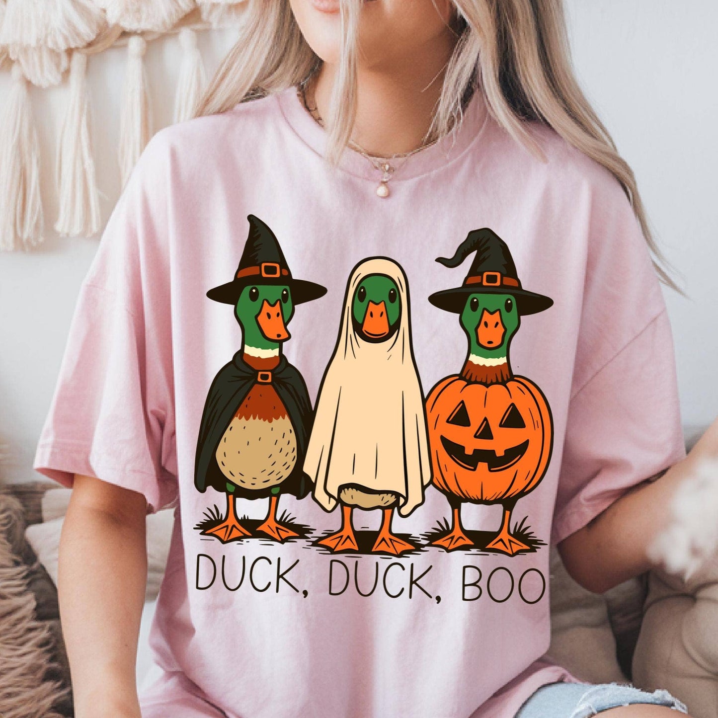 Duck Duck Boo T-Shirt, Silly Duck Ghost Witch Sweatshirt