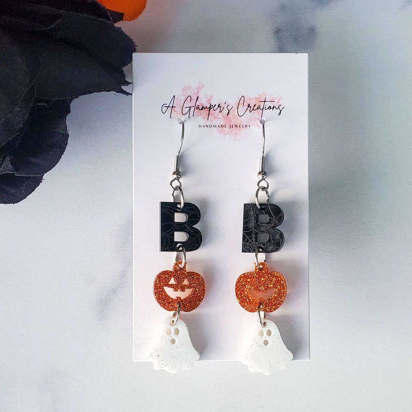 Halloween Pumpkin Ghost Dangle Acrylic Earrings