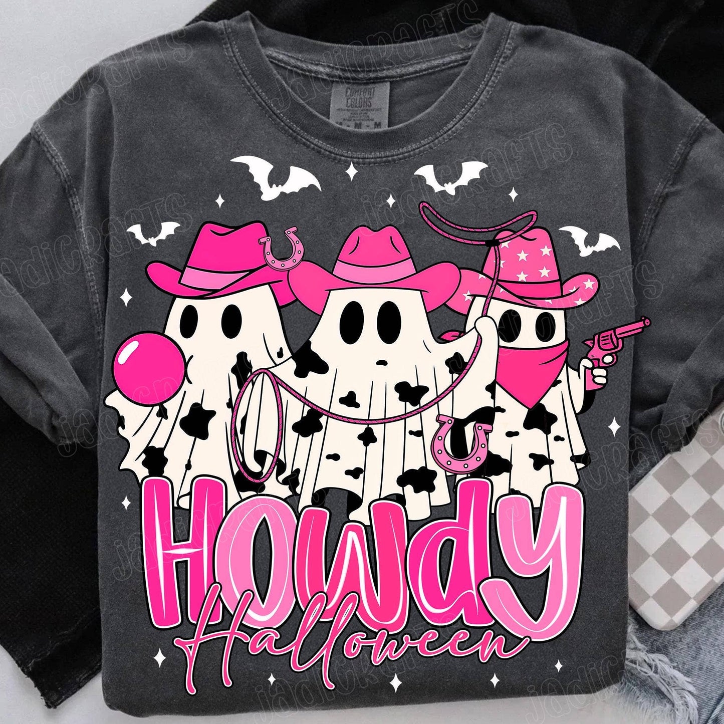 Pink Cowboy Howdy Halloween Ghost Shirt, Western Sweatshirt