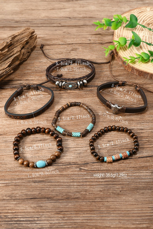 6 Pc Western Bull Skull Turquoise Bracelet
