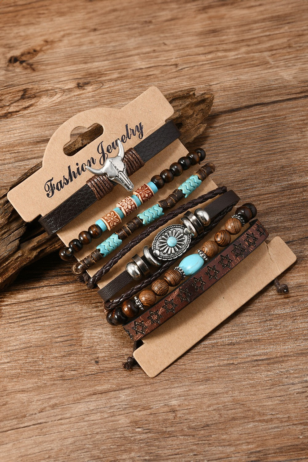 6 Pc Western Bull Skull Turquoise Bracelet