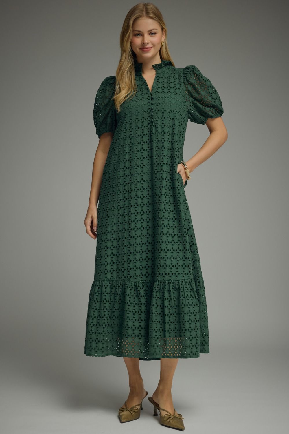 "Holly" Hunter Green Midi Dress