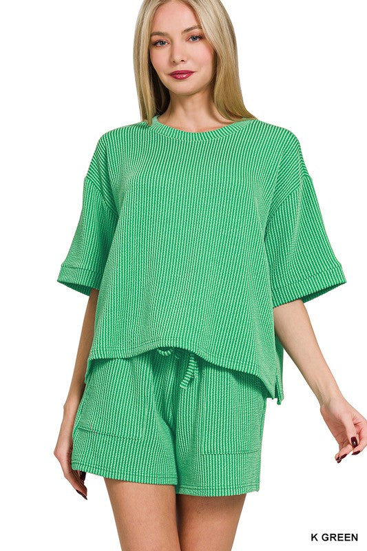 Raised Rib Short Sleeve Tee & Short Pants Set