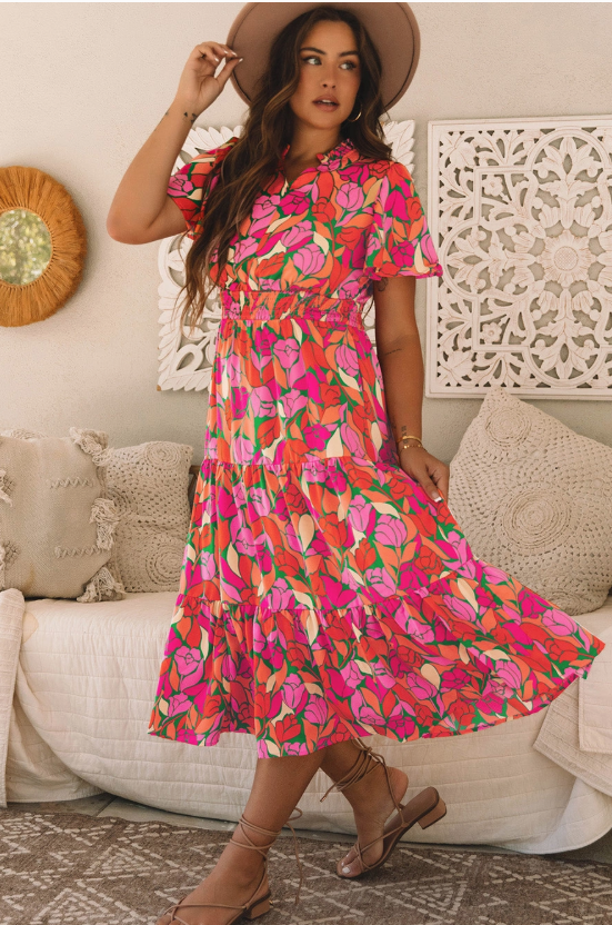 Lillie Floral Short Sleeve Maxi Dress
