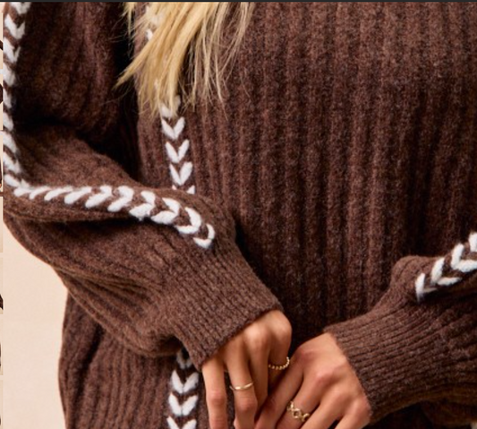 Whip Stitched Details Sweater Top