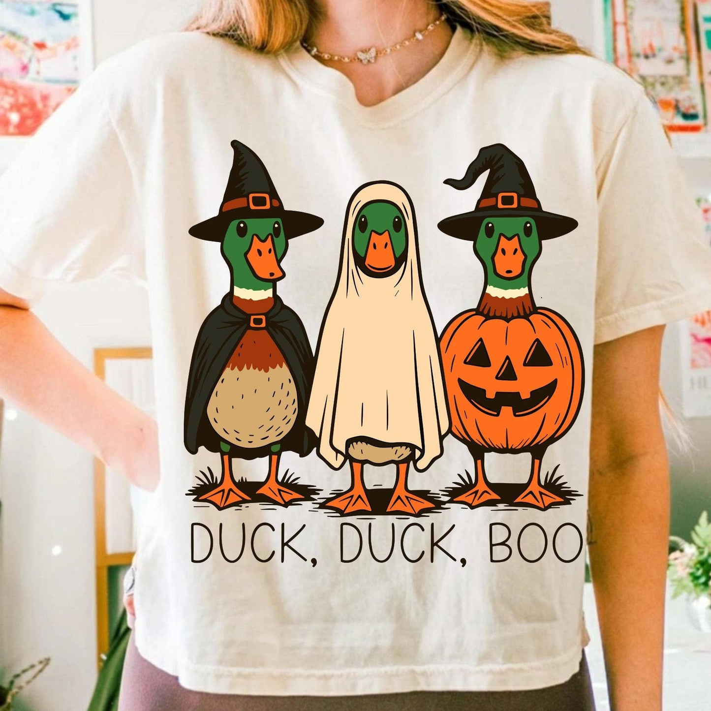Duck Duck Boo T-Shirt, Silly Duck Ghost Witch Sweatshirt