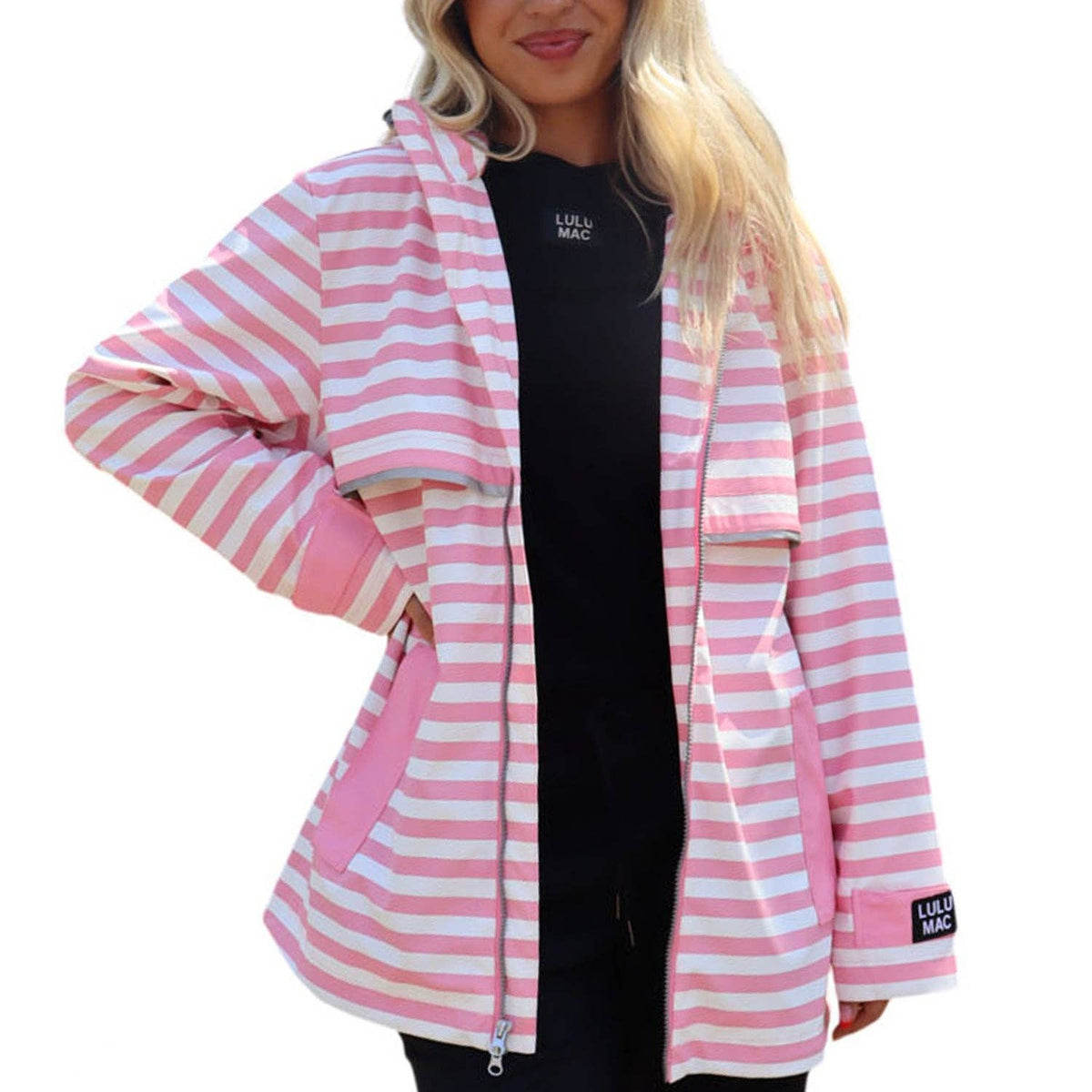 LuLu Mac Darby Pink & White Raincoat