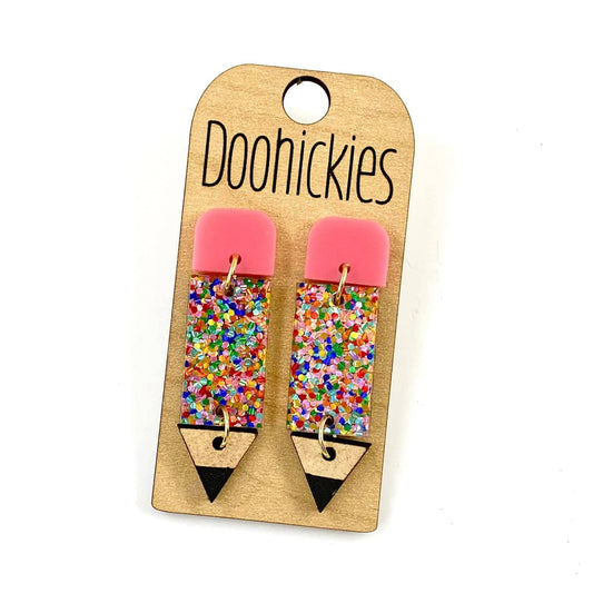 2" Lil' Pencil Acrylic Teacher Earrings