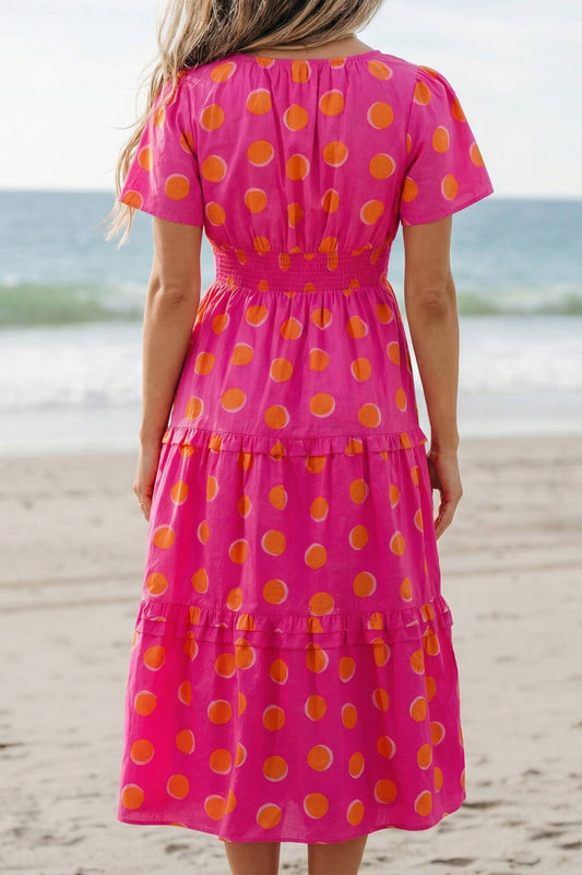 LDC Polka Dot Shift Shift Shirred Dress