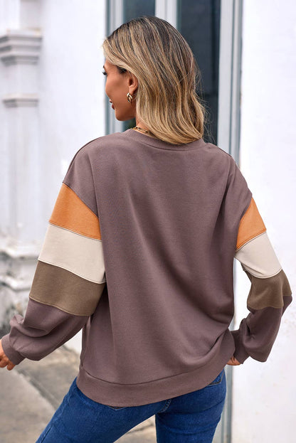 LDC Color Block Drop Shoulder Pullover Casual Sweatshirt