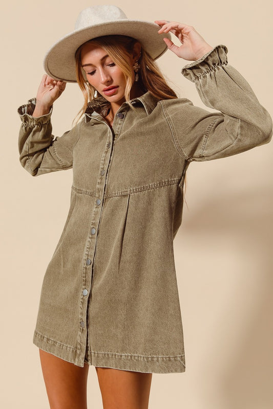 COMING SOON! Washed Color Denim Button Down Dress