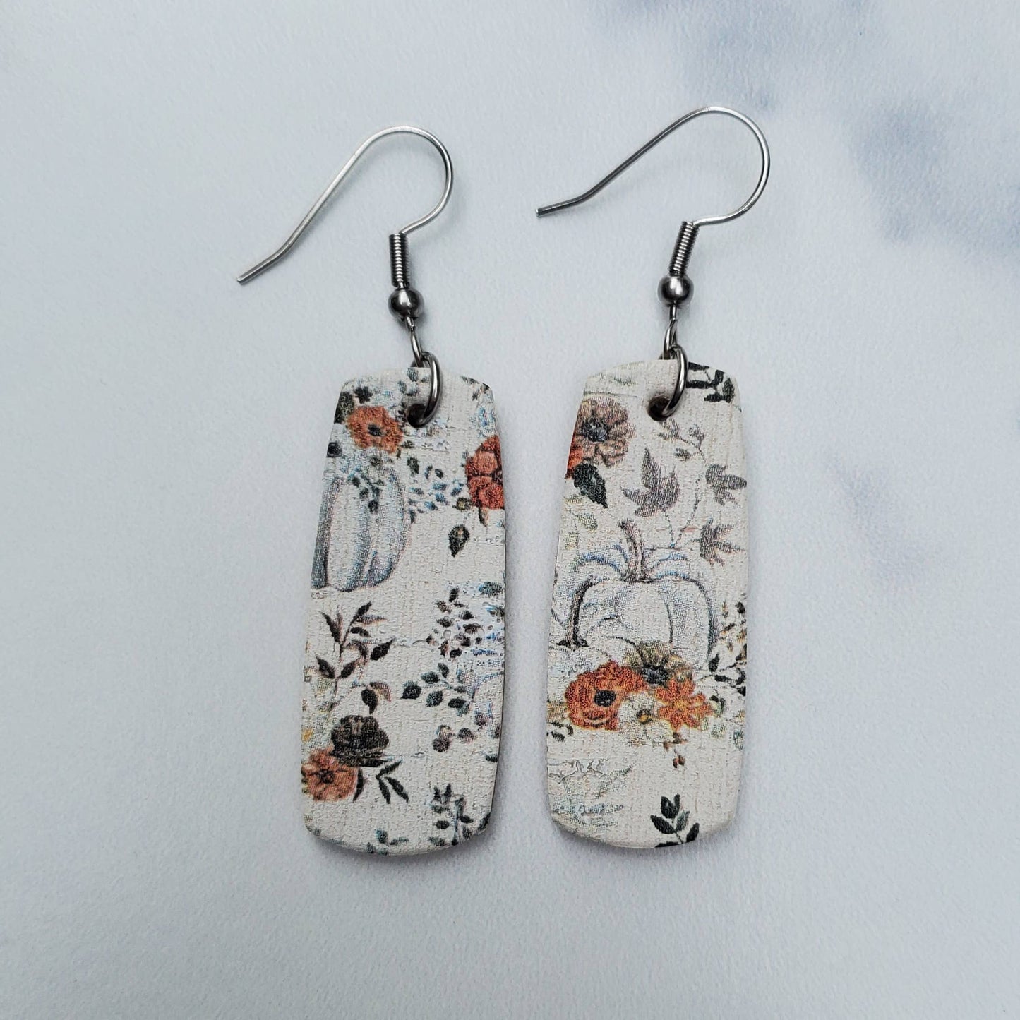 White Pumpkins Mini Bar Leather Earrings