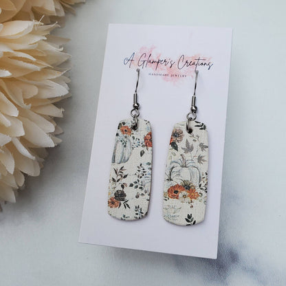 White Pumpkins Mini Bar Leather Earrings