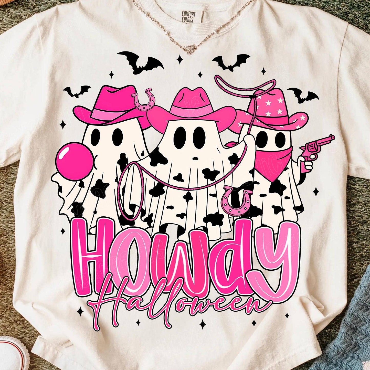 Pink Cowboy Howdy Halloween Ghost Shirt, Western Sweatshirt