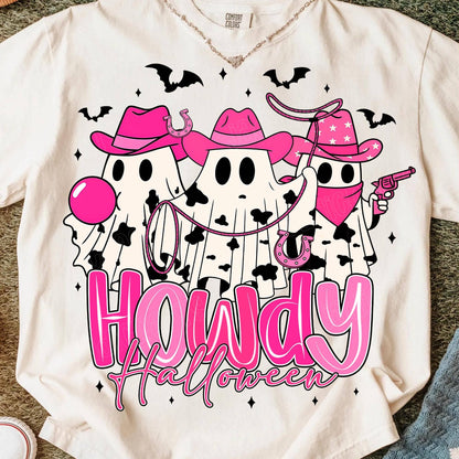 Pink Cowboy Howdy Halloween Ghost Shirt, Western Sweatshirt