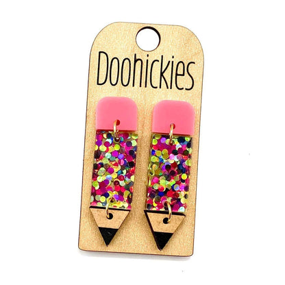 2" Lil' Pencil Acrylic Teacher Earrings