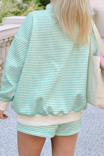 LDC Oversize Stripe Mock Neck Sweatshirt and Shorts Set