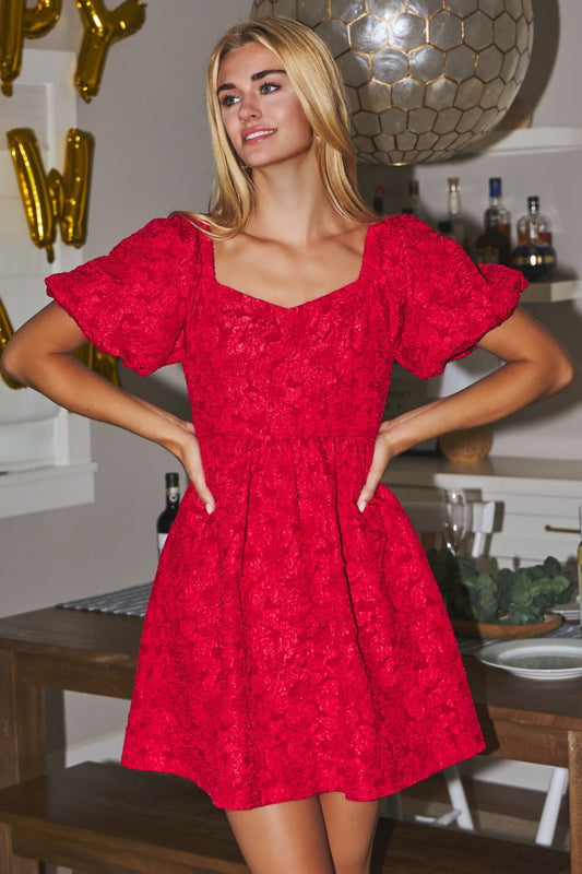 Satin Jacquard Baby Doll Dress