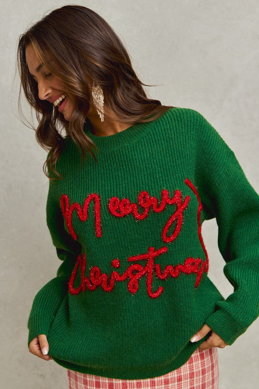 Merry Christmas Tinsel Sweater