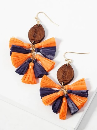 Game Day Raffia Tassel Earrings