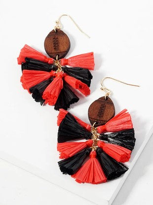 Game Day Raffia Tassel Earrings