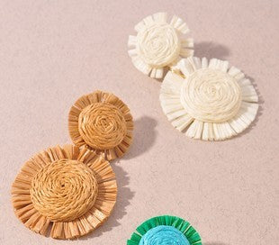Raffia Round Earrings