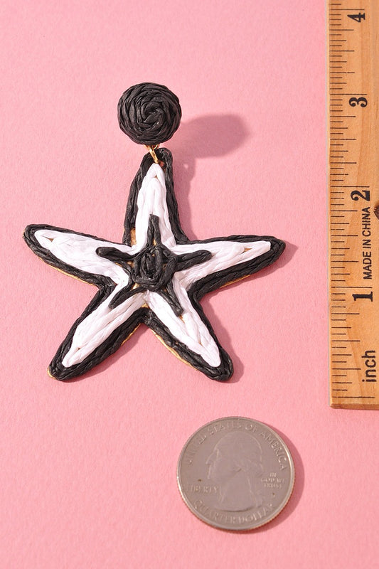 Raffia Starfish Dangle Earrings