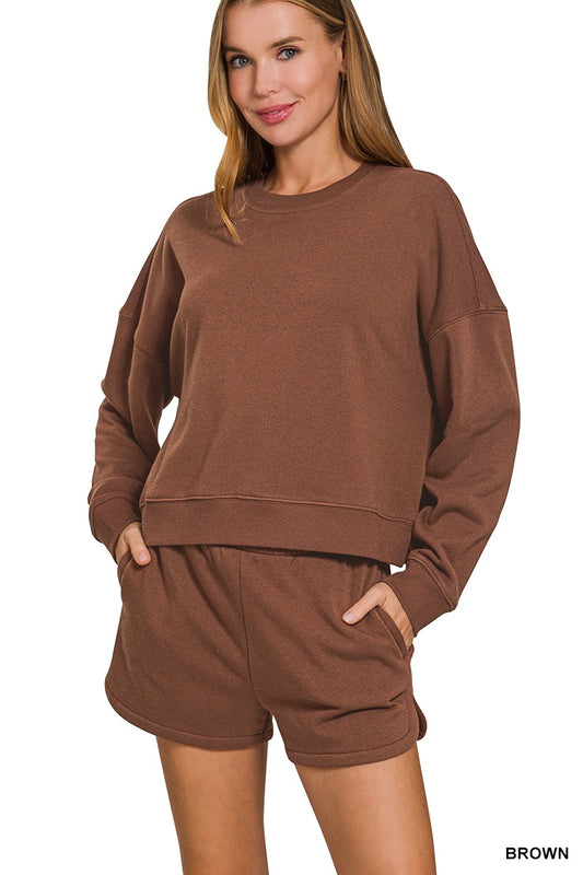 Fleece 2pc Sweatshirt & Shorts Set