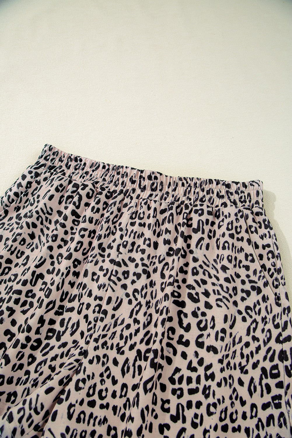 Leopard Zipper Collared Ruffled Top And Short Set