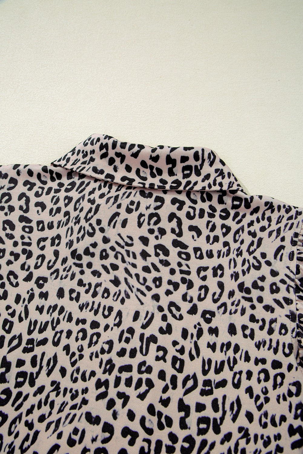 Leopard Zipper Collared Ruffled Top And Short Set