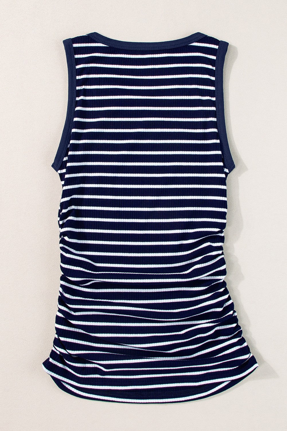 Stripe Contrast Trim Sleeveless Ribbed Slim Top