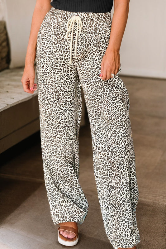 Leopard Drawstring Loose Pants