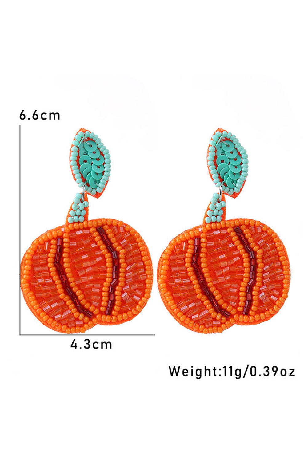 Halloween Pumpkin Rice Beaded Drop Earrings