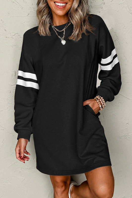 Varsity Striped Drop Shoulder Oversized Dress